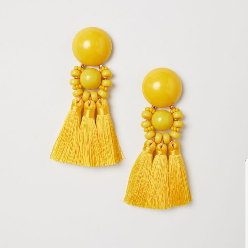 Yellow Earrings with Tassels (Worn Once)
